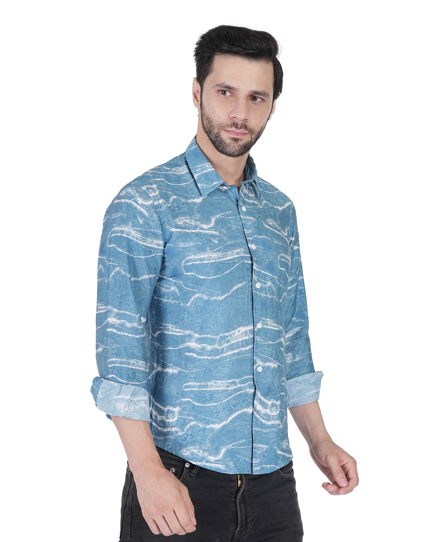 Blue Sonic Waves Casual Shirt