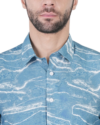 Blue Sonic Waves Casual Shirt