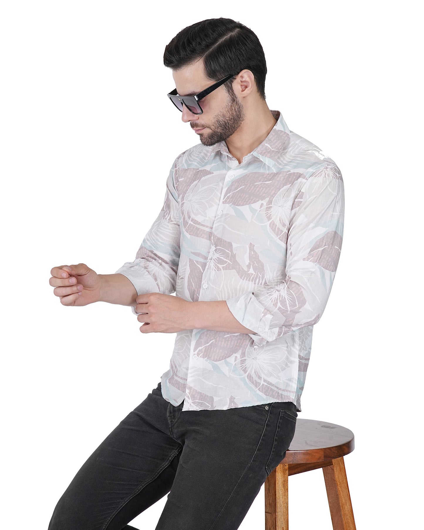 Printed Mint & white Leaf Shirt