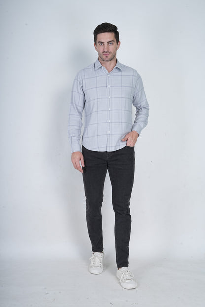 Light Grey Multiple Checks Shirt