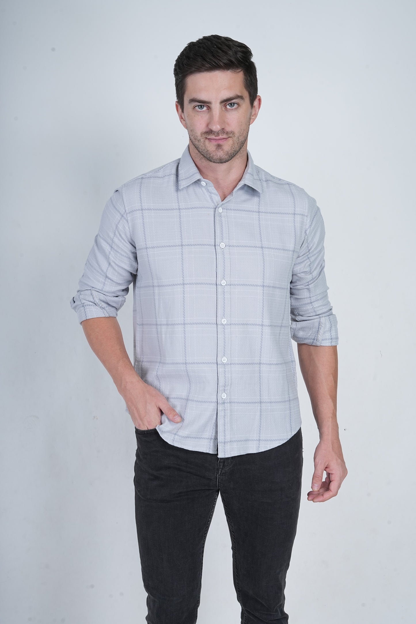 Light Grey Multiple Checks Shirt