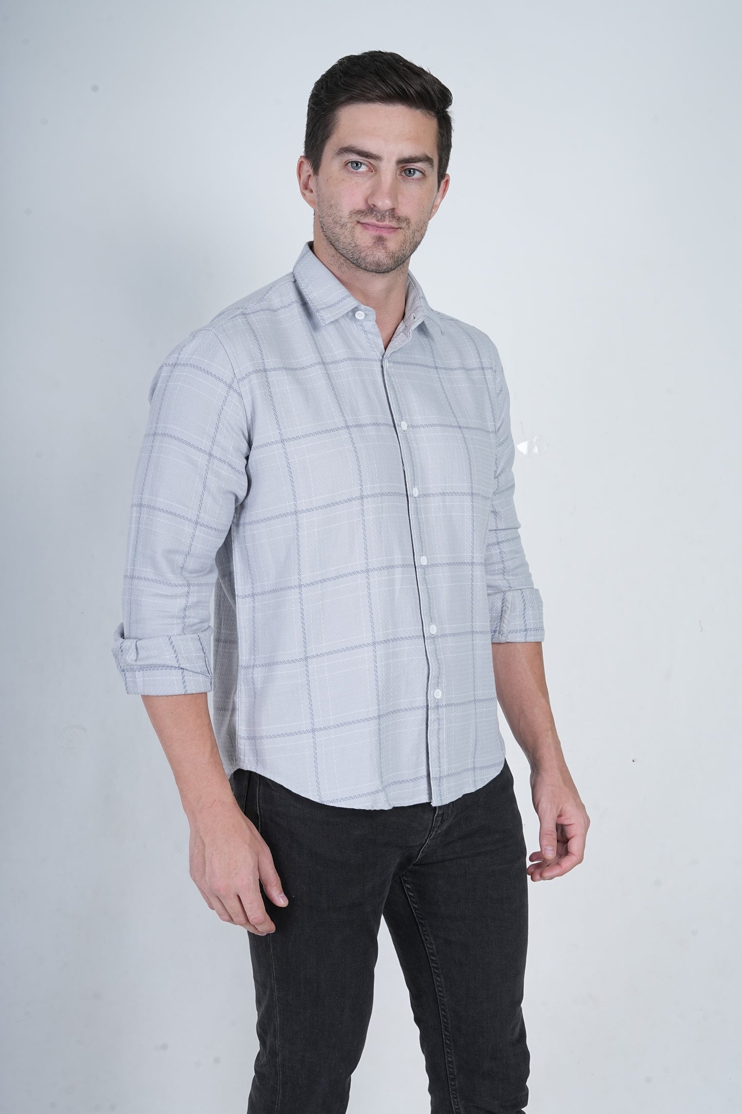 Light Grey Multiple Checks Shirt