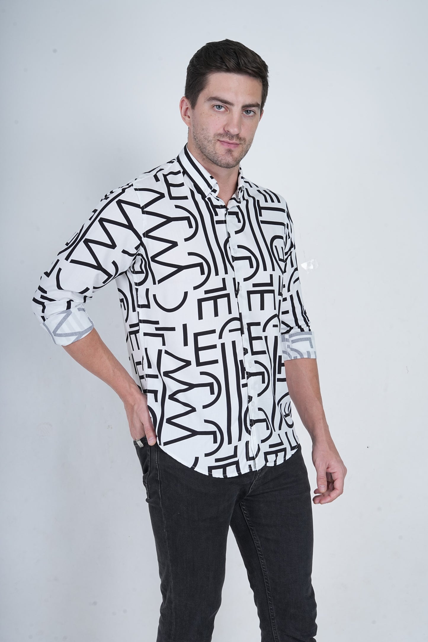 Alphabet Printed  White Casual Shirt