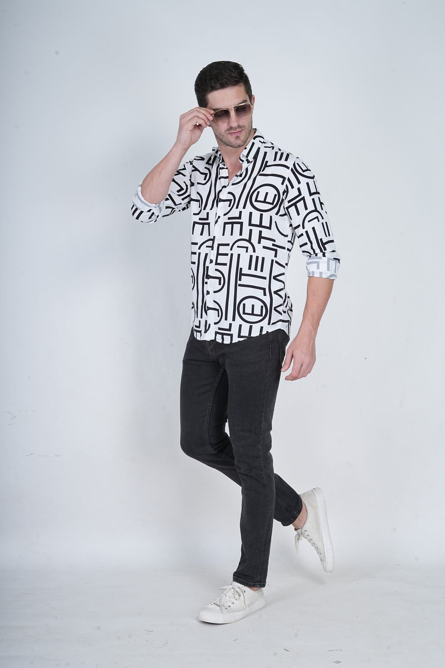 Alphabet Printed  White Casual Shirt