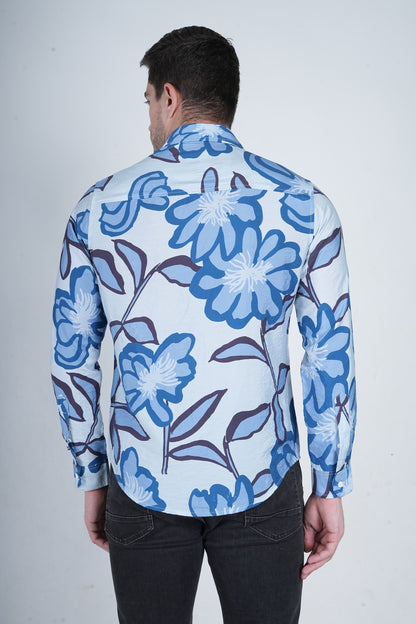 Blue Floral Casual Shirt