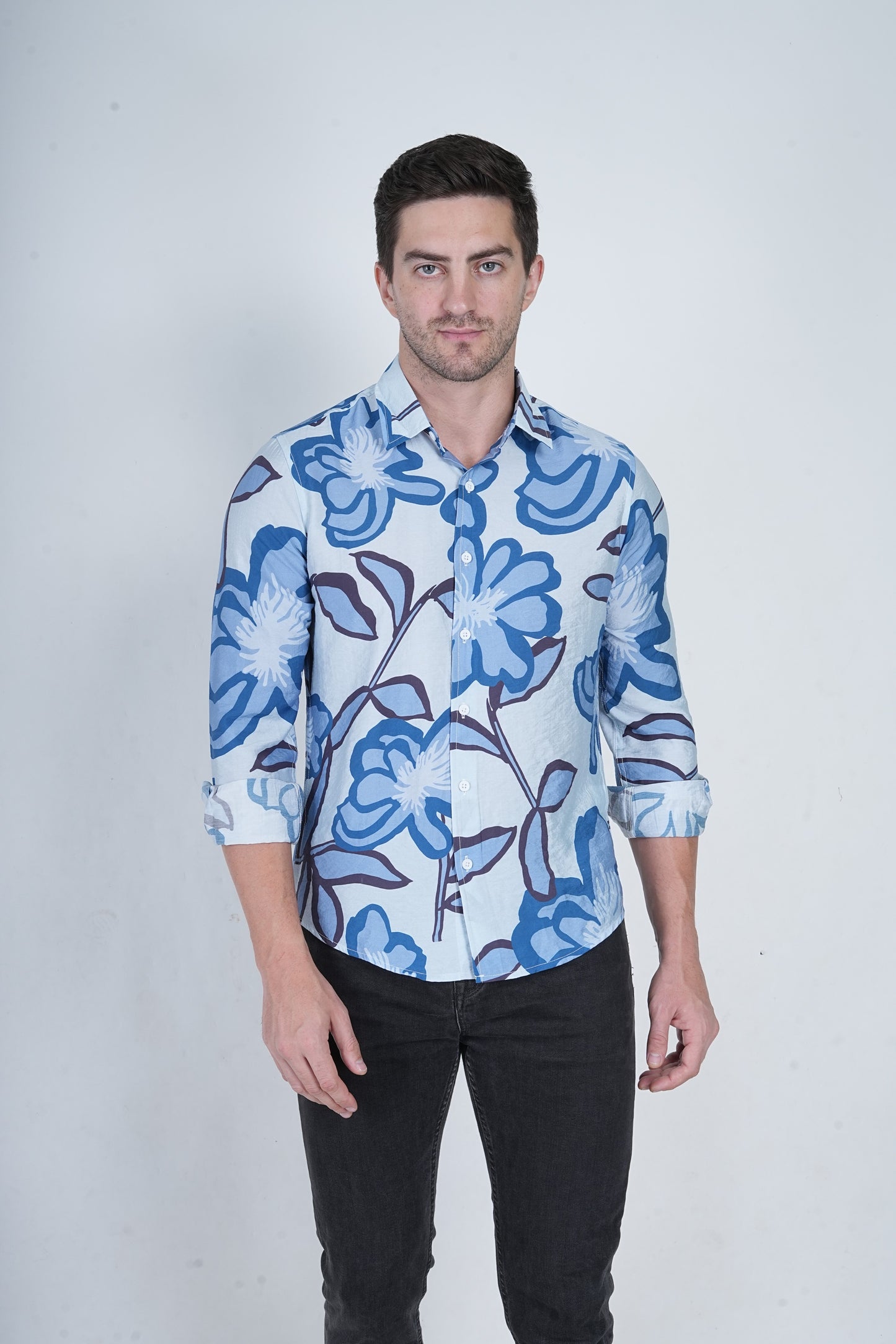 Blue Floral Casual Shirt