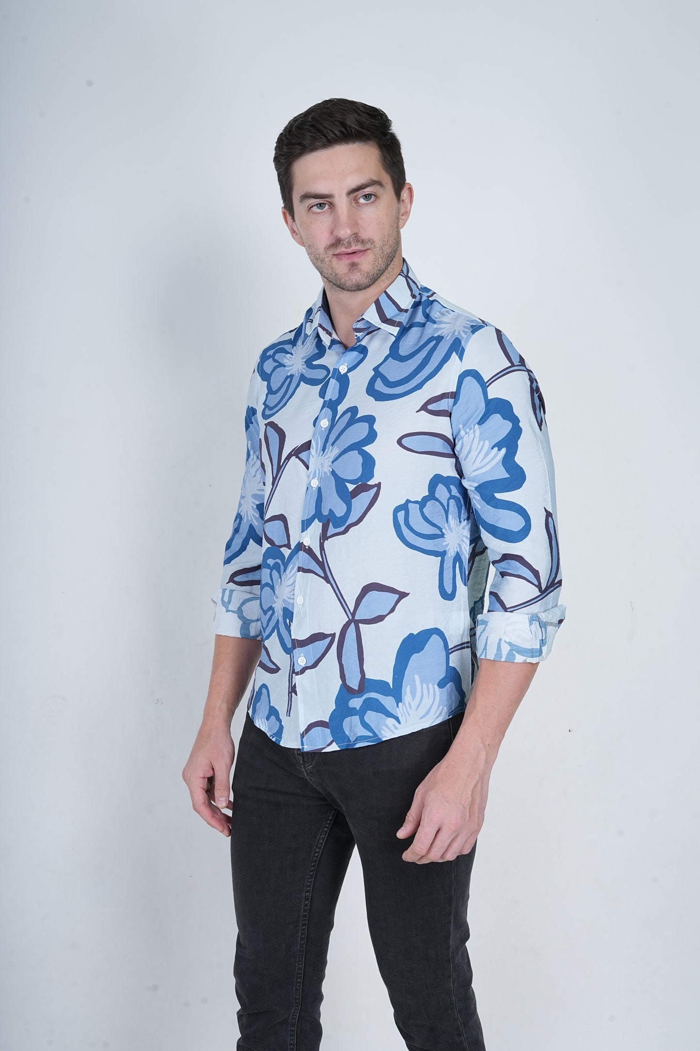 Blue Floral Casual Shirt