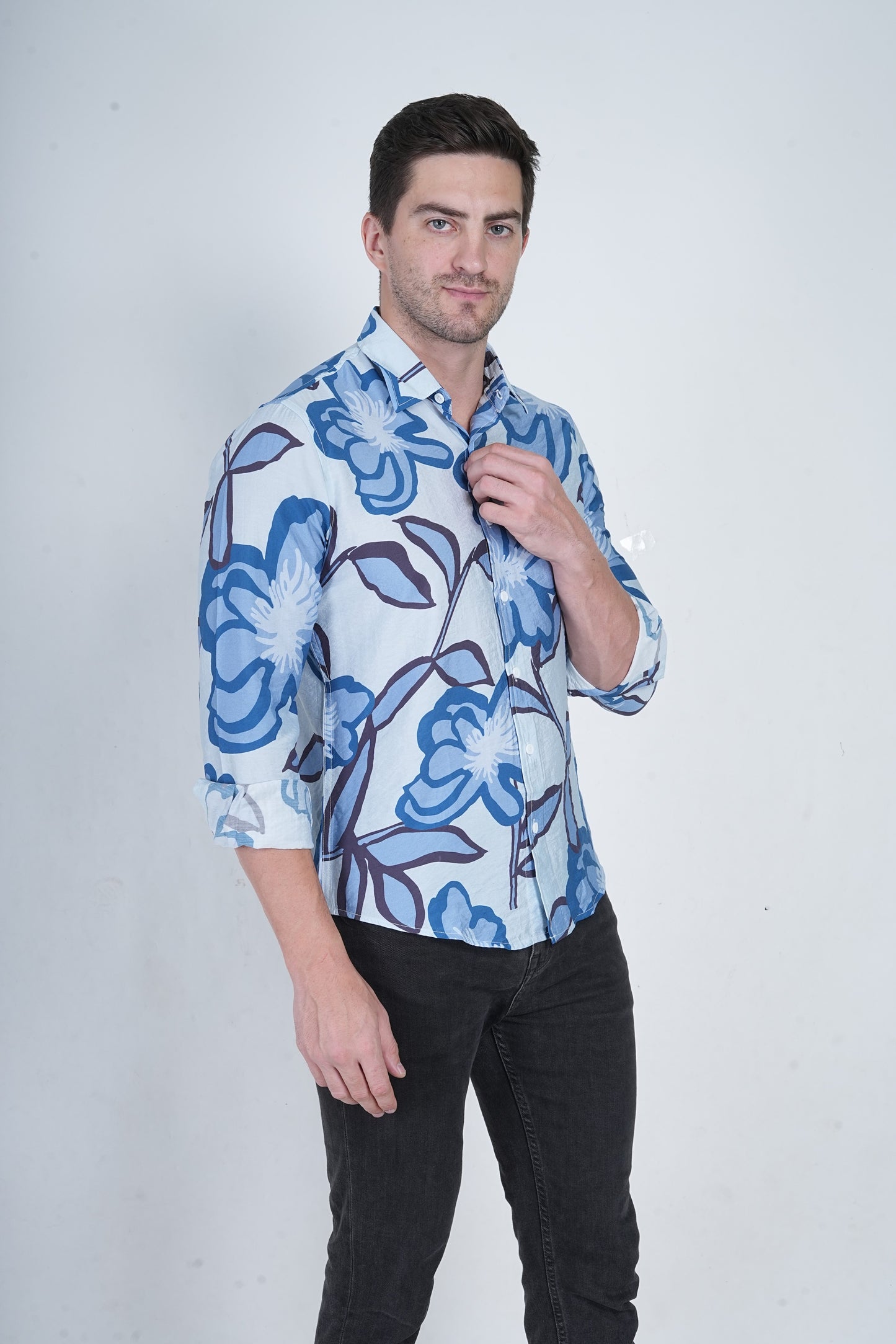 Blue Floral Casual Shirt