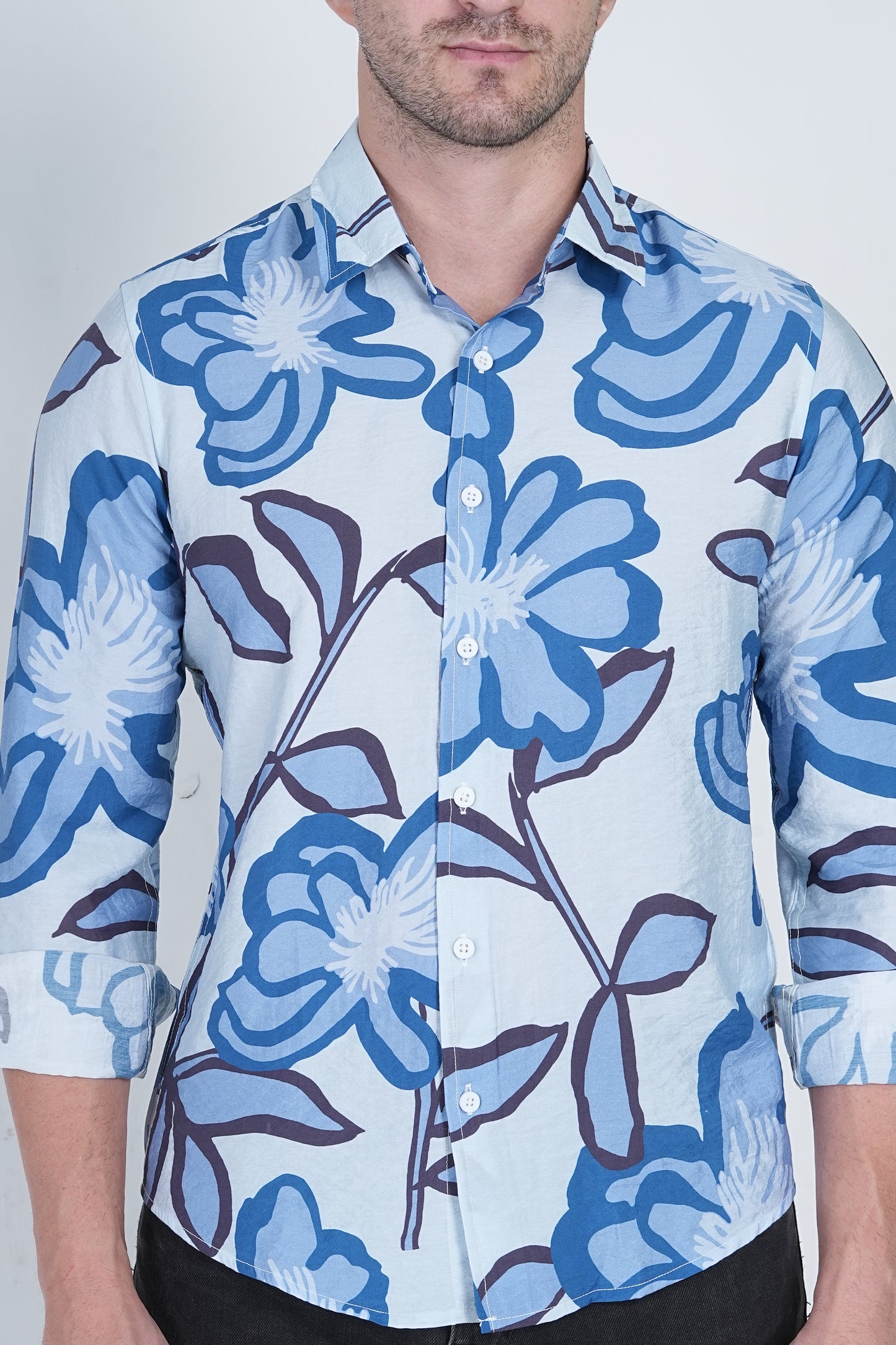 Blue Floral Casual Shirt