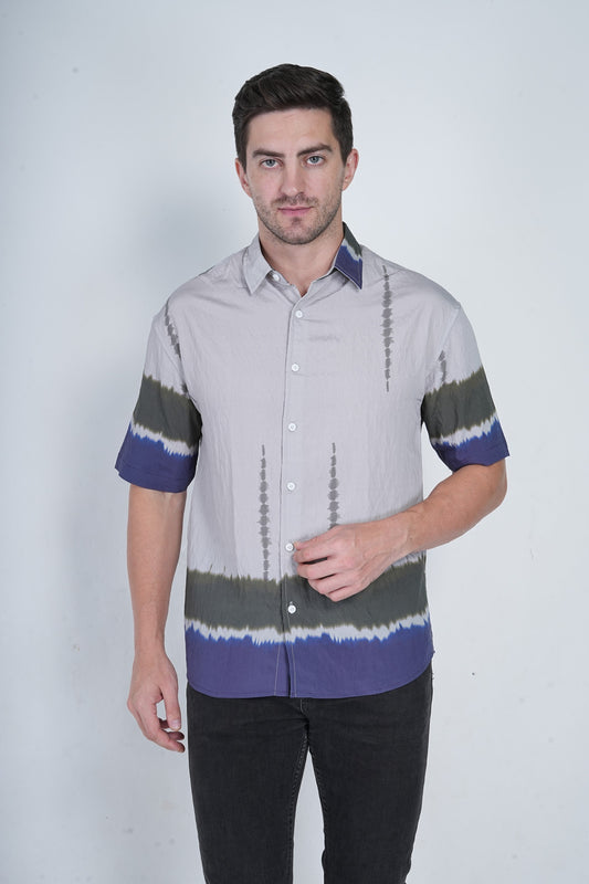 Drop Shoulder Grey print Shirt