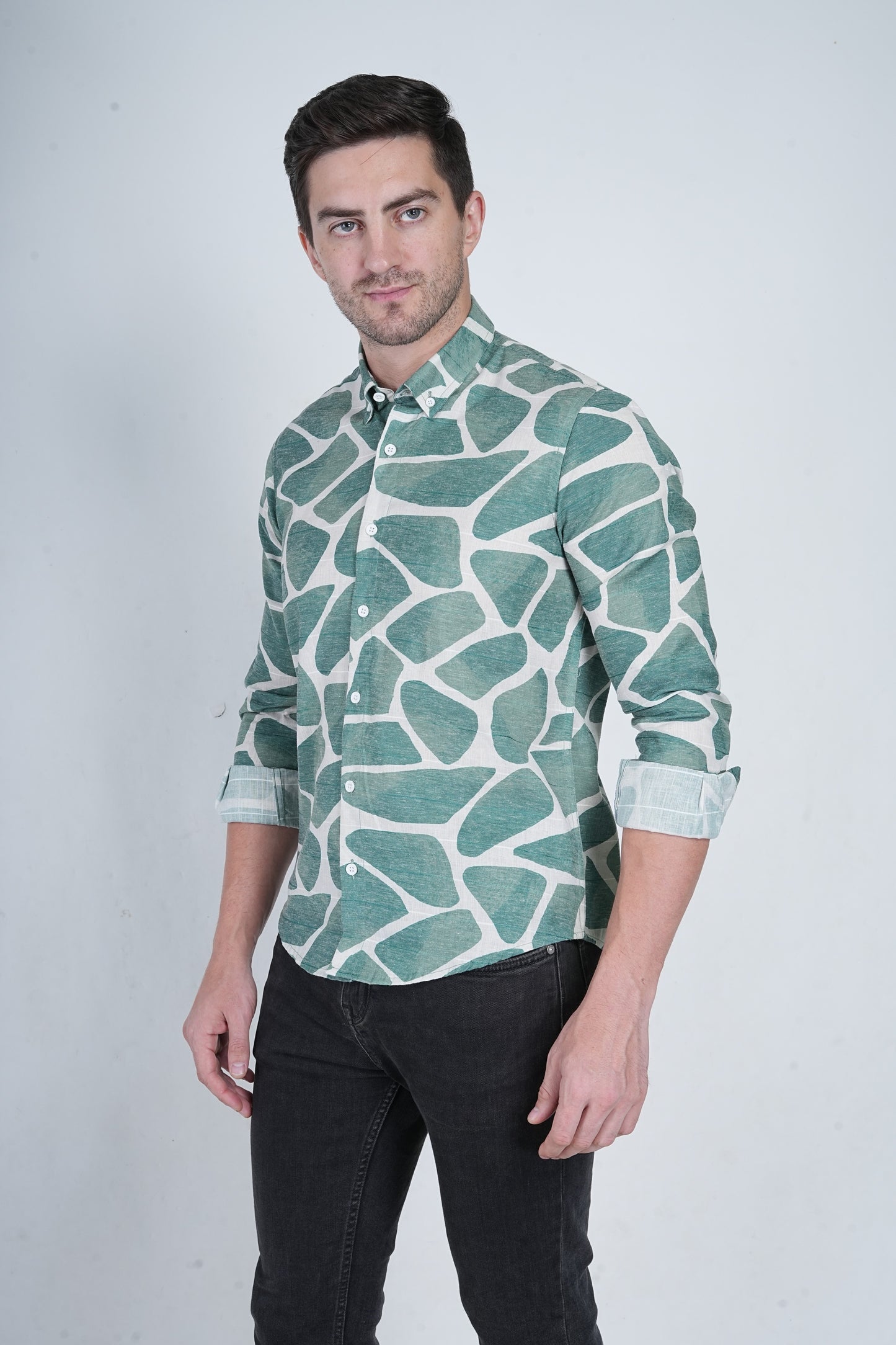 Linen Blend Green Shirt