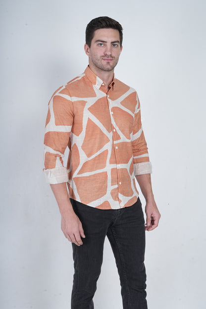 Linen Blend Orange Shirt