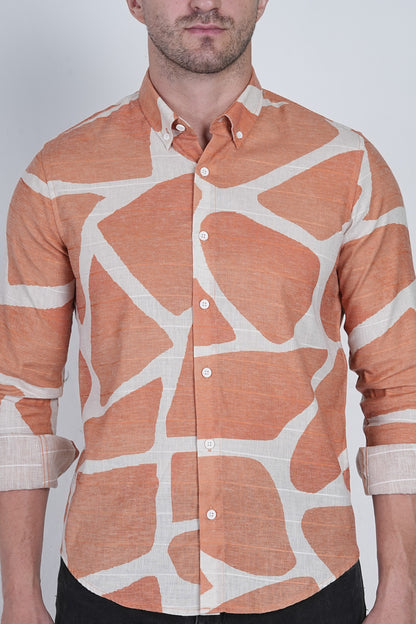 Linen Blend Orange Shirt