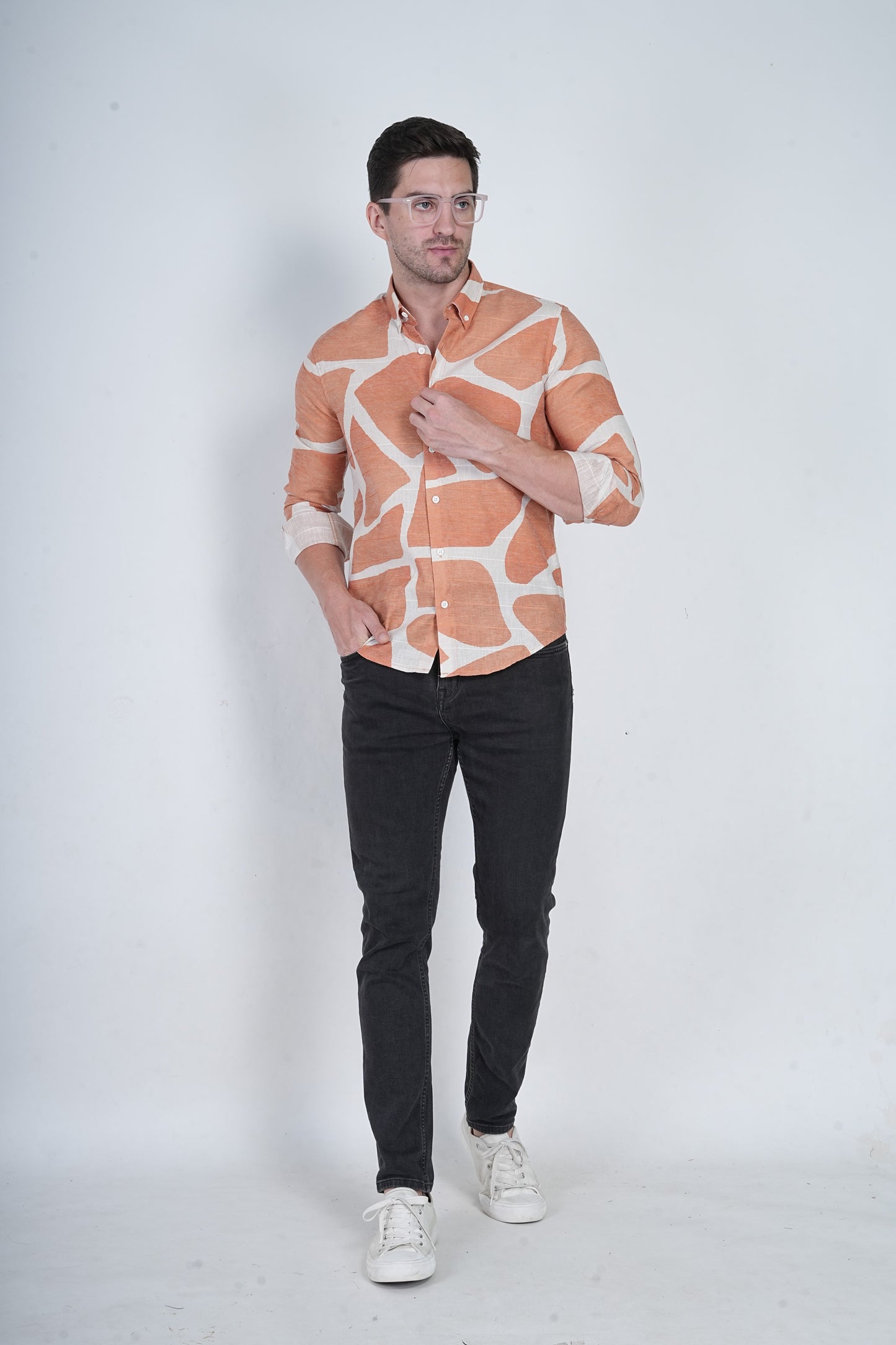 Linen Blend Orange Shirt