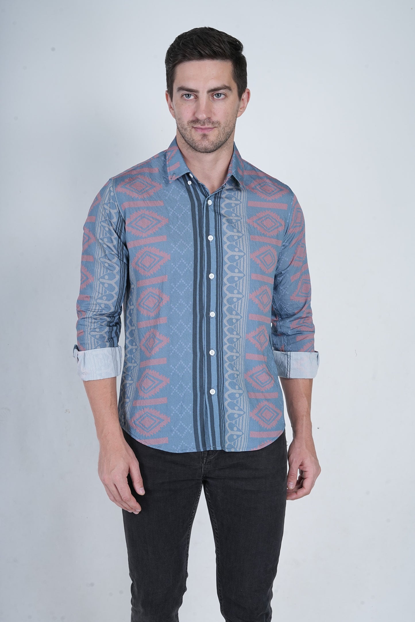 Casual Printed Blue Shirts