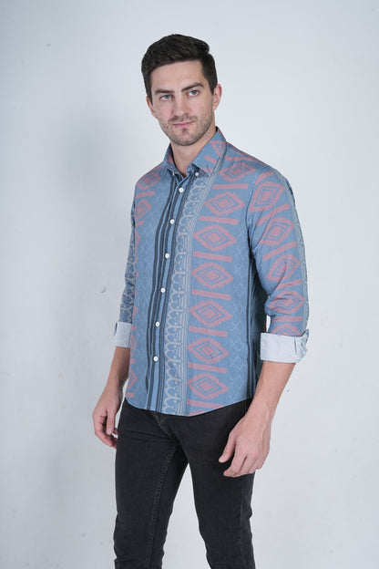 Casual Printed Blue Shirts