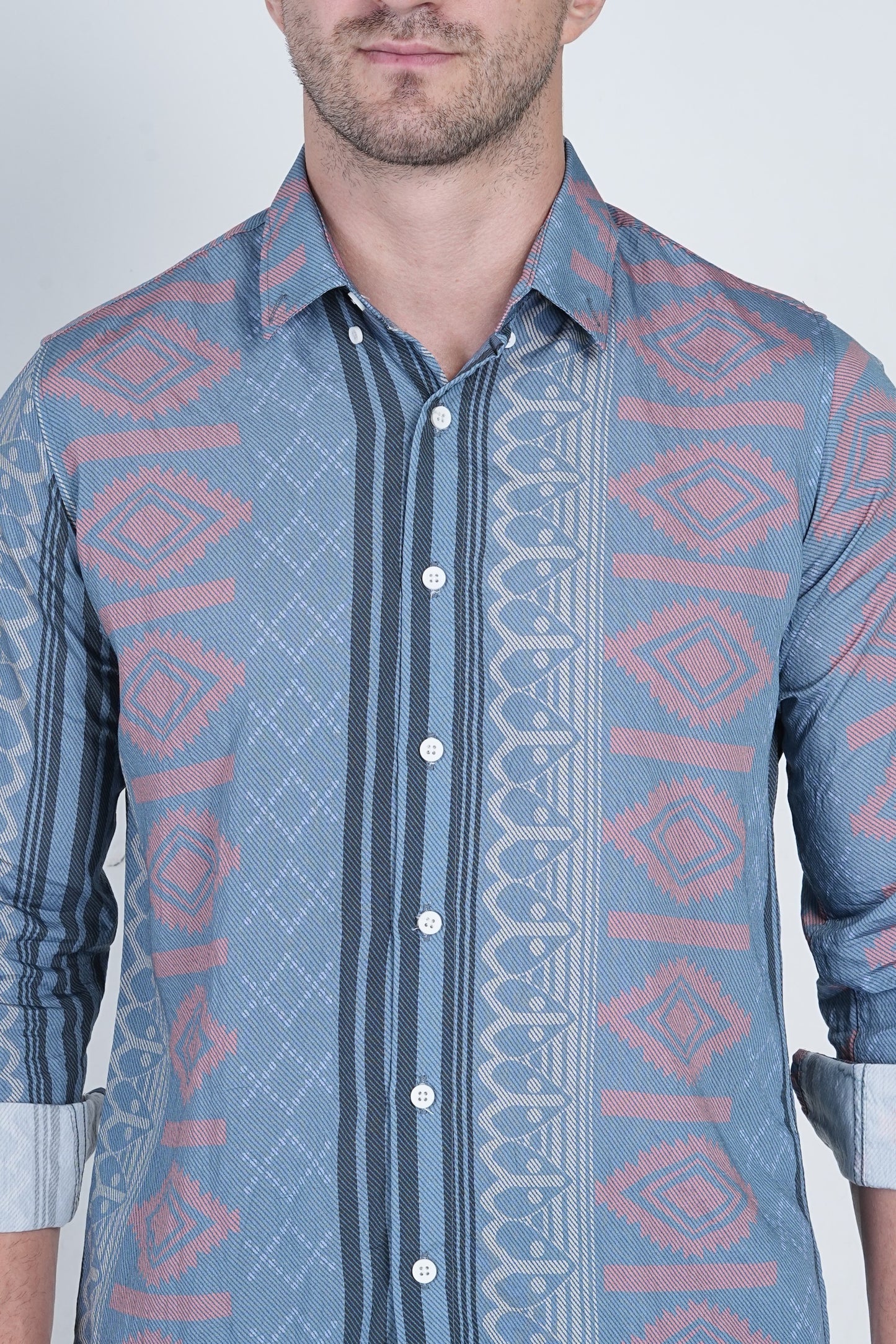 Casual Printed Blue Shirts