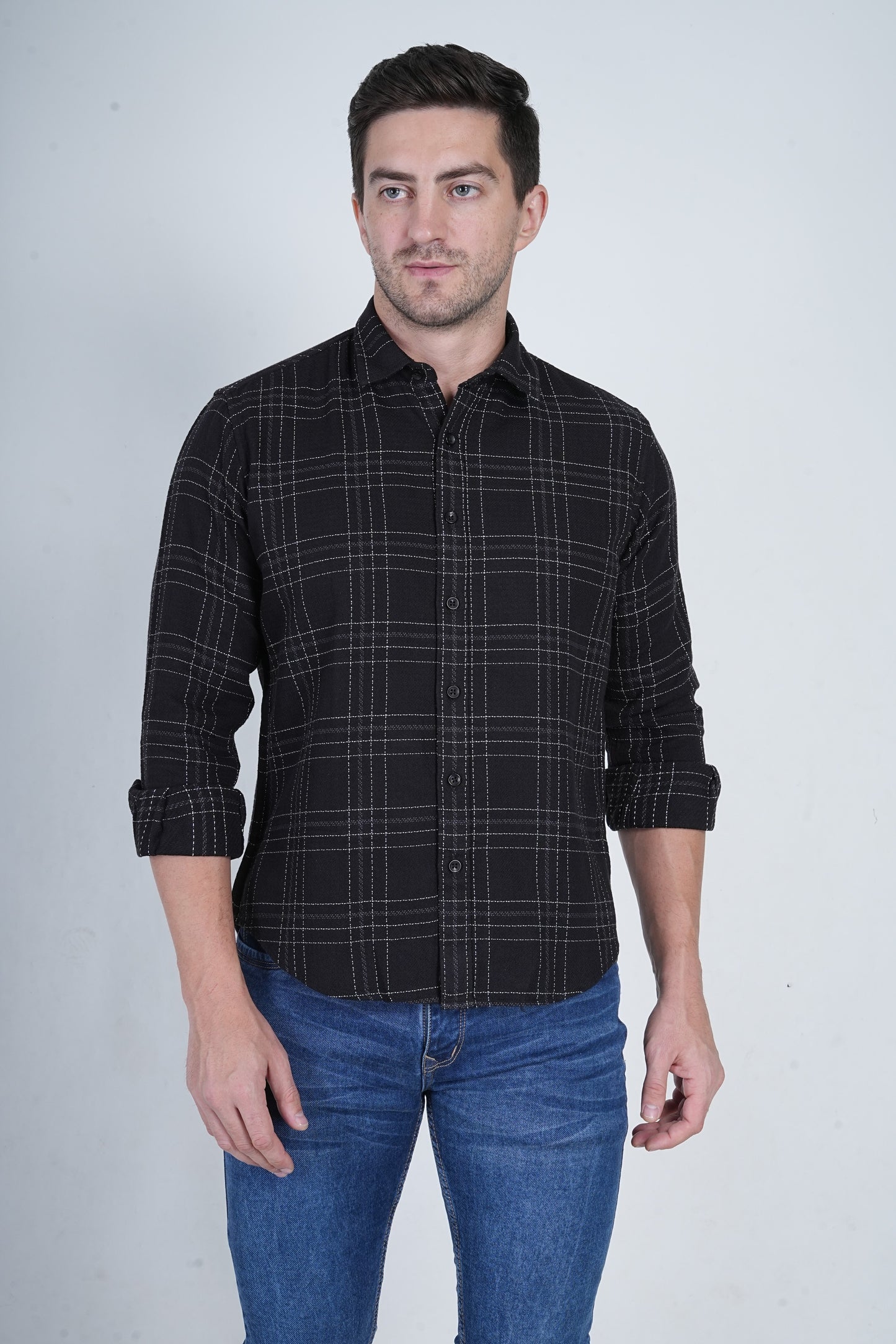 Black Multiple Checks Shirt