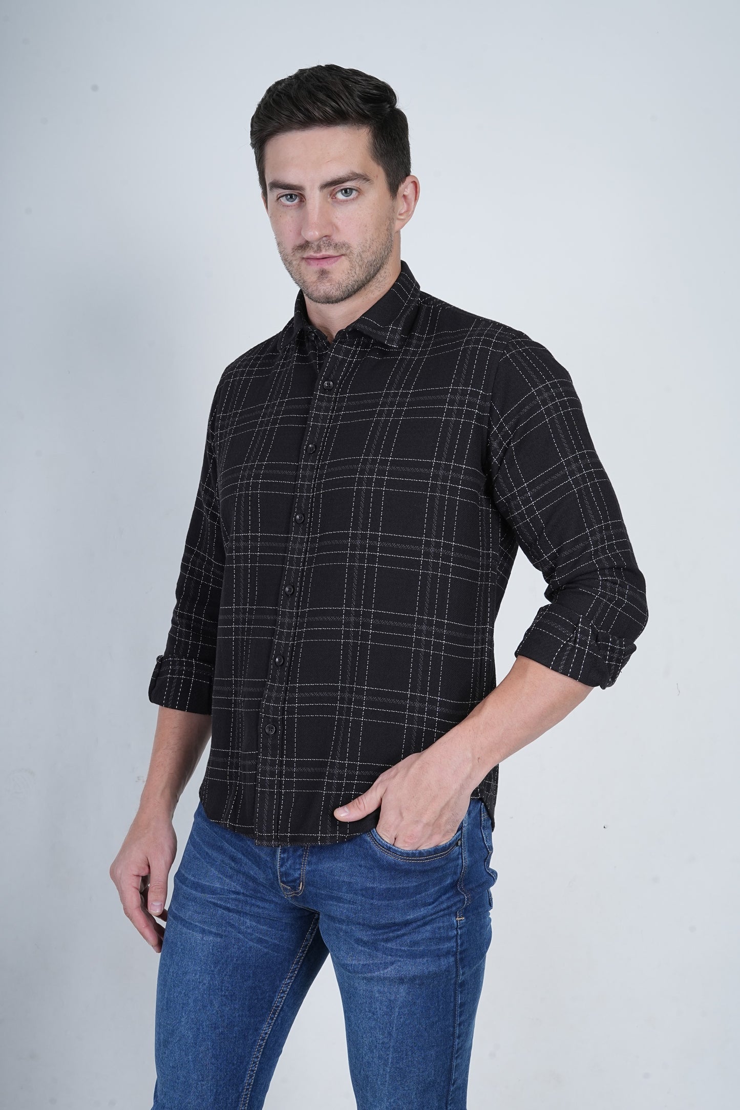 Black Multiple Checks Shirt