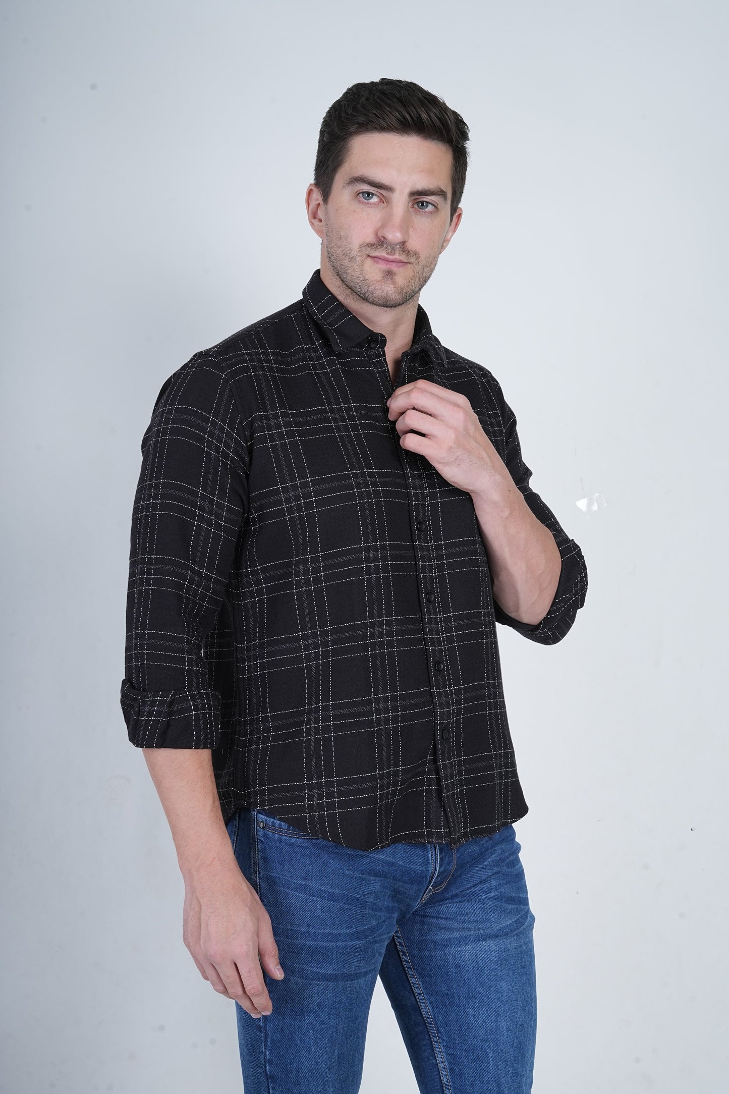 Black Multiple Checks Shirt