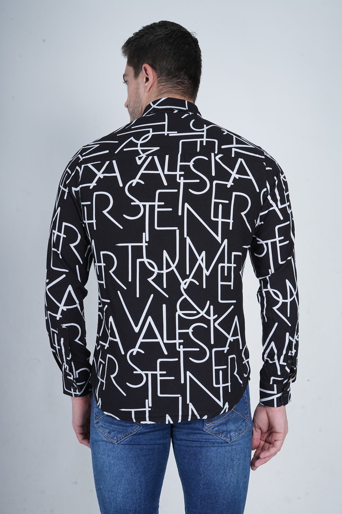 Alphabet Printed Black Shirts