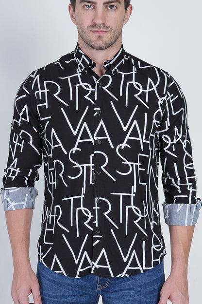 Alphabet Printed Black Shirts