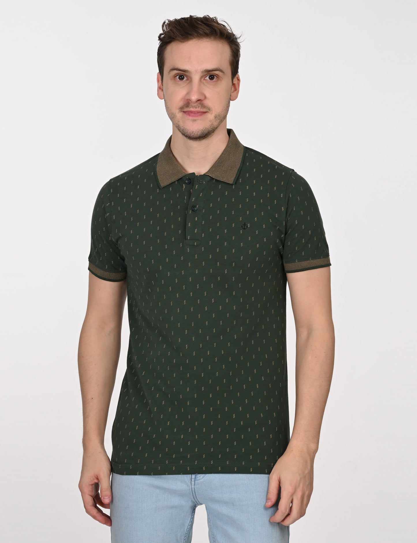 Green Printed Polo T-shirt