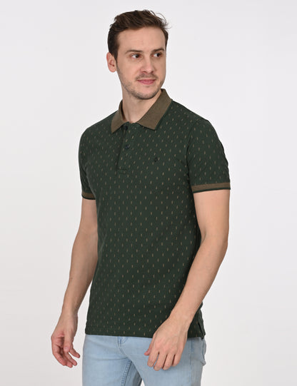 Green Printed Polo T-shirt