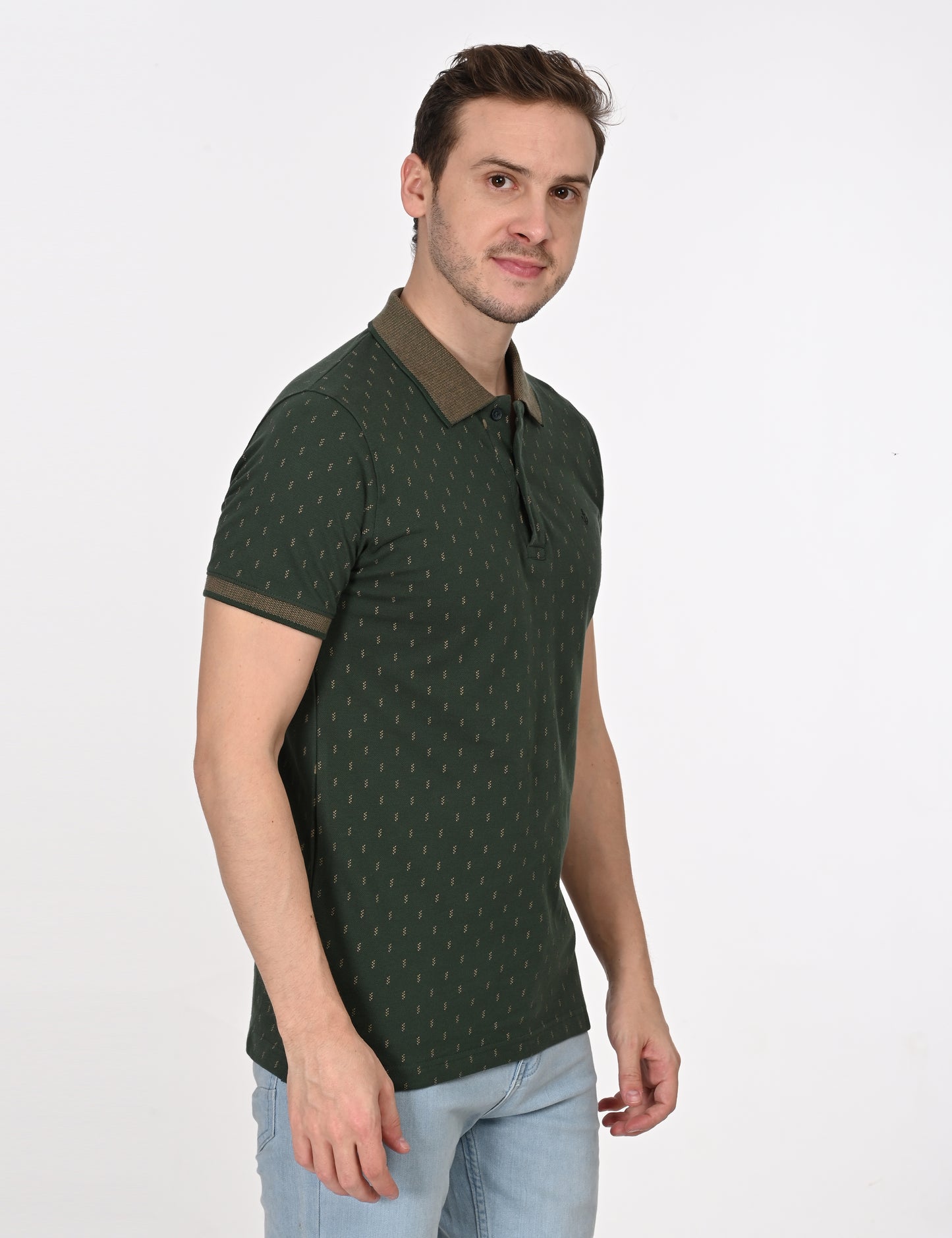 Green Printed Polo T-shirt