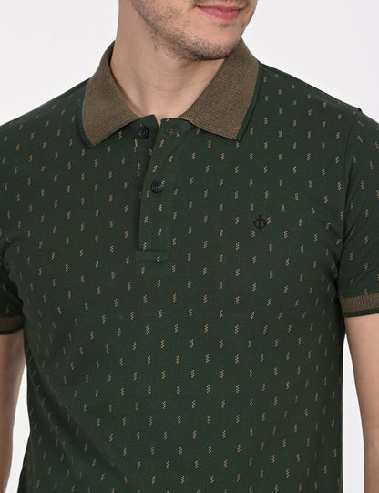 Green Printed Polo T-shirt