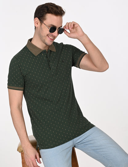 Green Printed Polo T-shirt