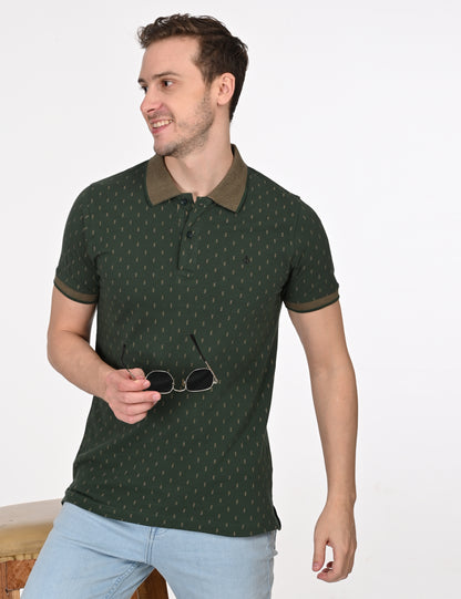 Green Printed Polo T-shirt