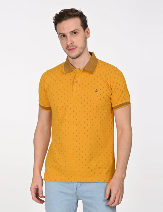 Yellow Printed Polo T-shirt