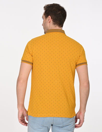 Yellow Printed Polo T-shirt