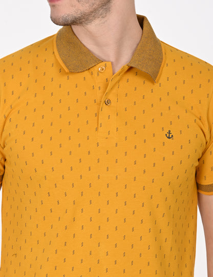 Yellow Printed Polo T-shirt