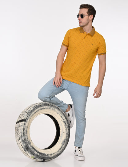 Yellow Printed Polo T-shirt