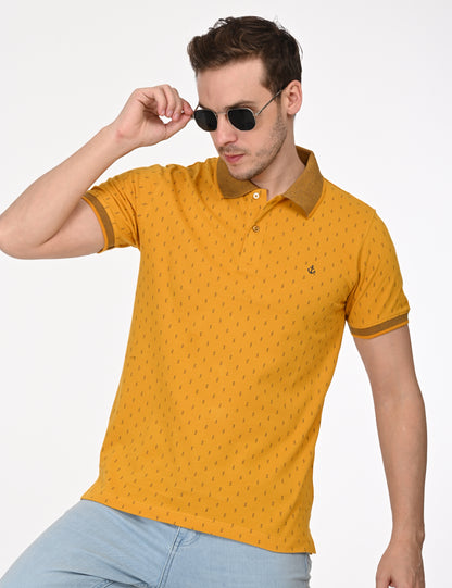 Yellow Printed Polo T-shirt