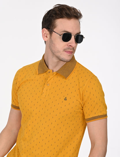 Yellow Printed Polo T-shirt