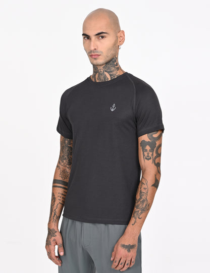 Dark Grey Active Wear Crew Neck T-shirt