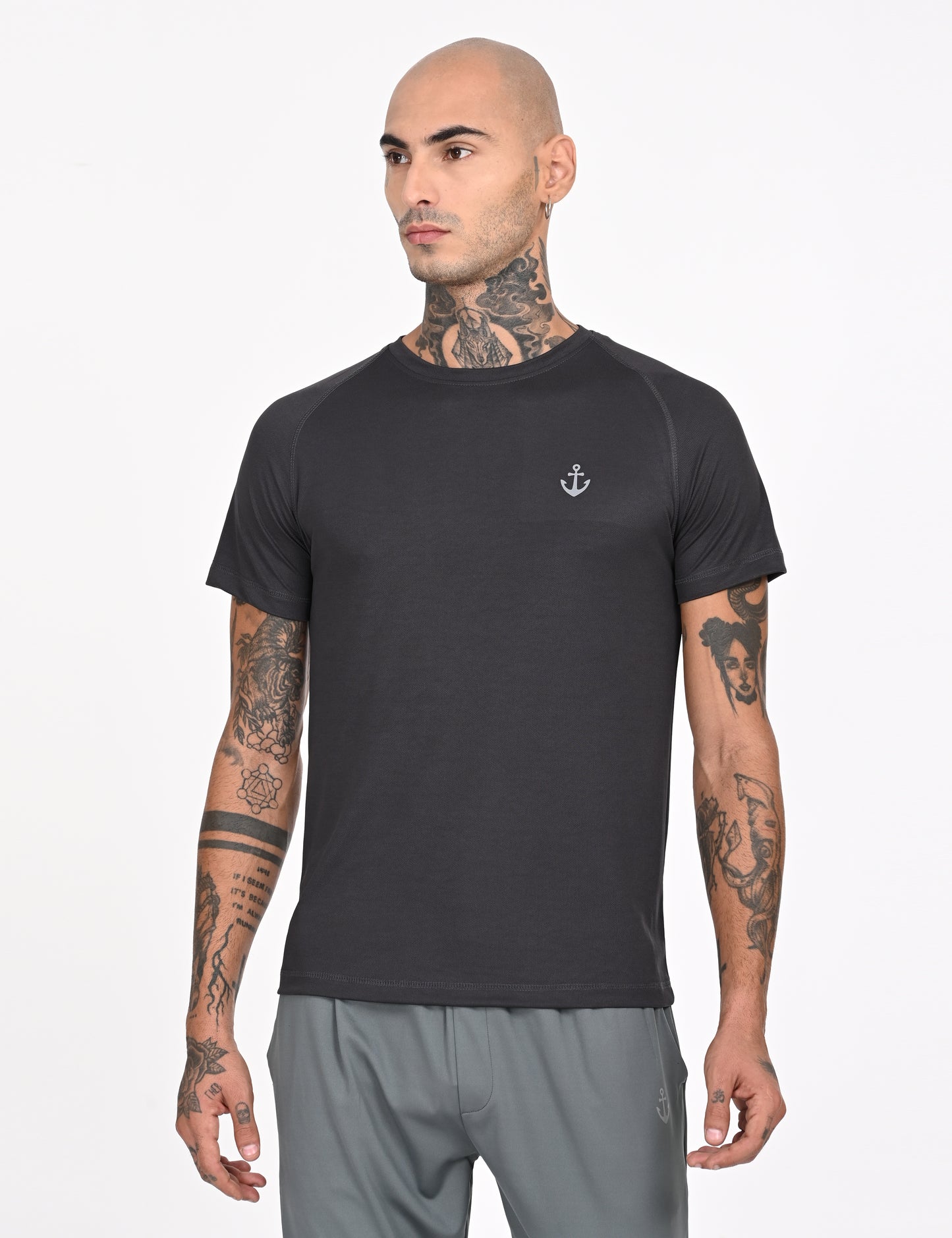 Dark Grey Active Wear Crew Neck T-shirt