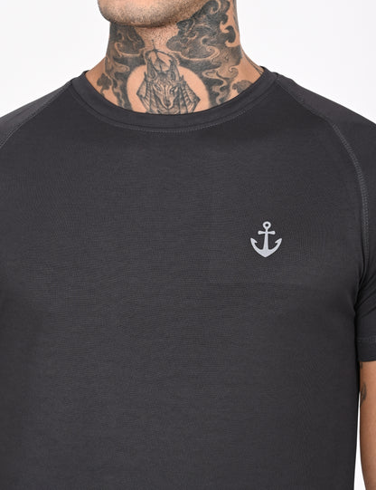 Dark Grey Active Wear Crew Neck T-shirt