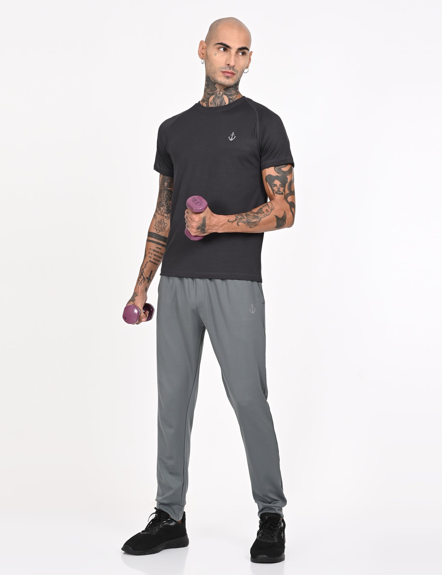 Dark Grey Active Wear Crew Neck T-shirt