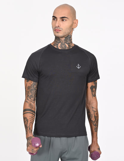 Dark Grey Active Wear Crew Neck T-shirt