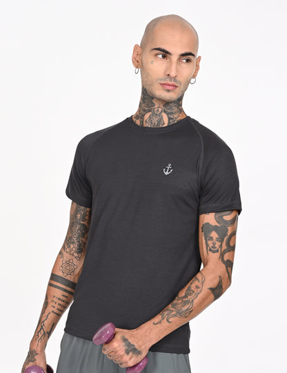 Dark Grey Active Wear Crew Neck T-shirt