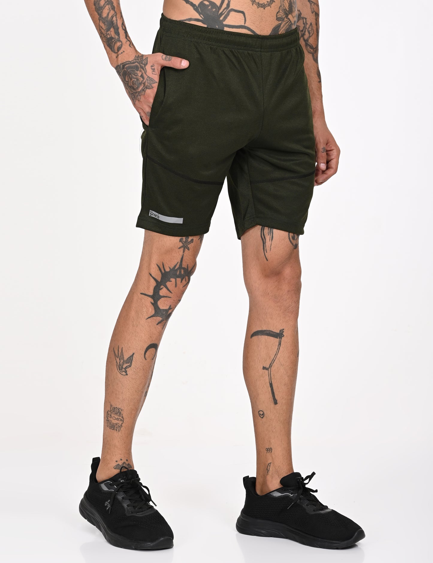 Olive Green Active Wear Shorts