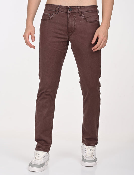 Maroon Washed Denim Pant