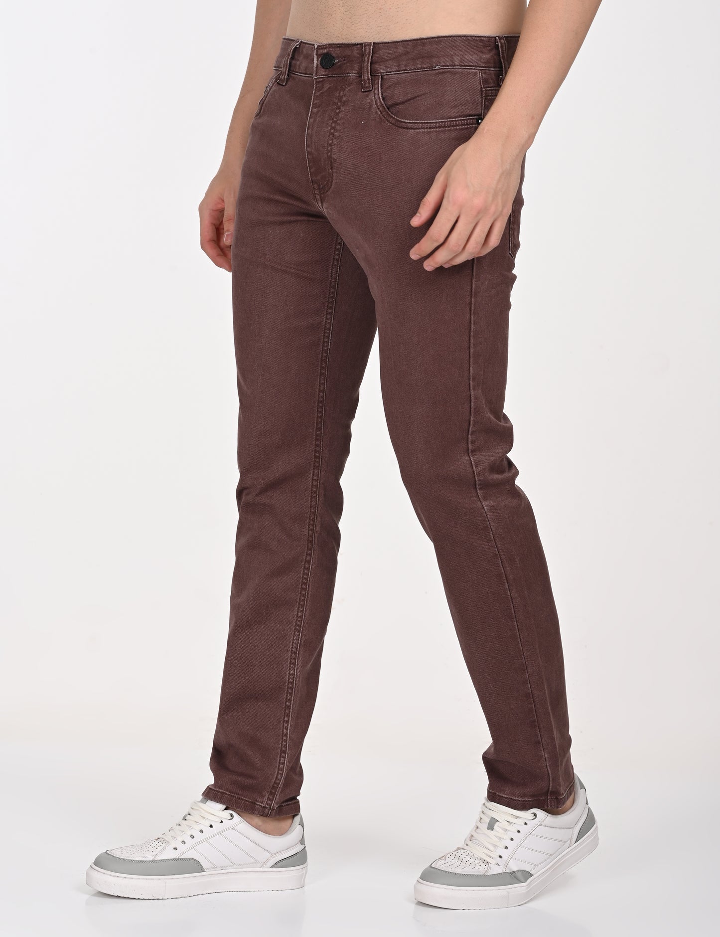 Maroon Washed Denim Pant