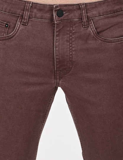 Maroon Washed Denim Pant