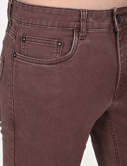 Maroon Washed Denim Pant