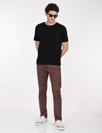 Maroon Washed Denim Pant